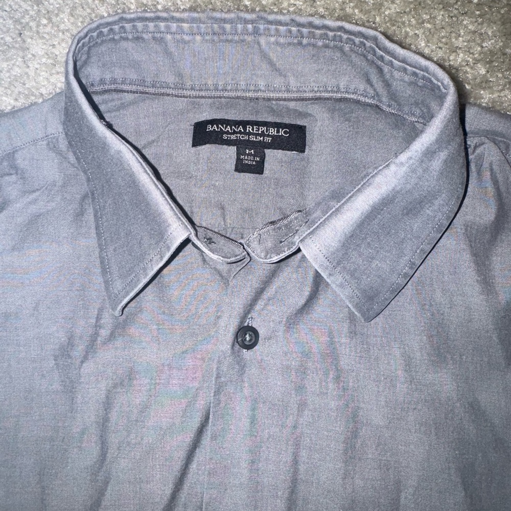 Banana Republic Stretch Slim Fit Button Down Shirt Gray Size Medium